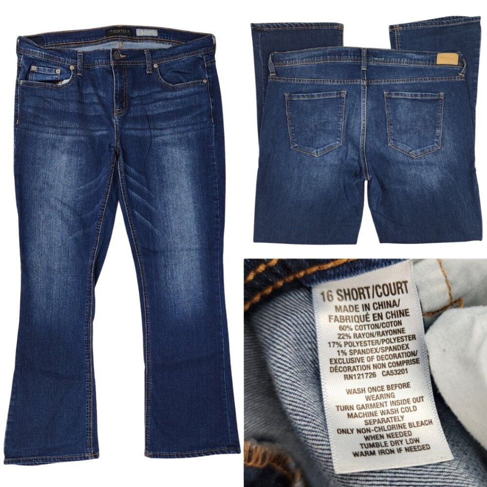 Aeropostale Women 16S 16 Short 36x28 Indigo Blue Wash Boot Cut Fit Jeans Stretch
